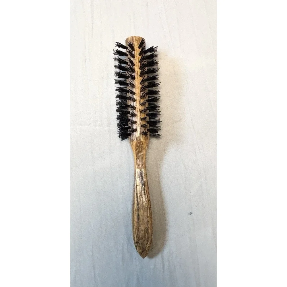 Vintage Goody Round Hair Brush Set Faux Wood Grain Handle